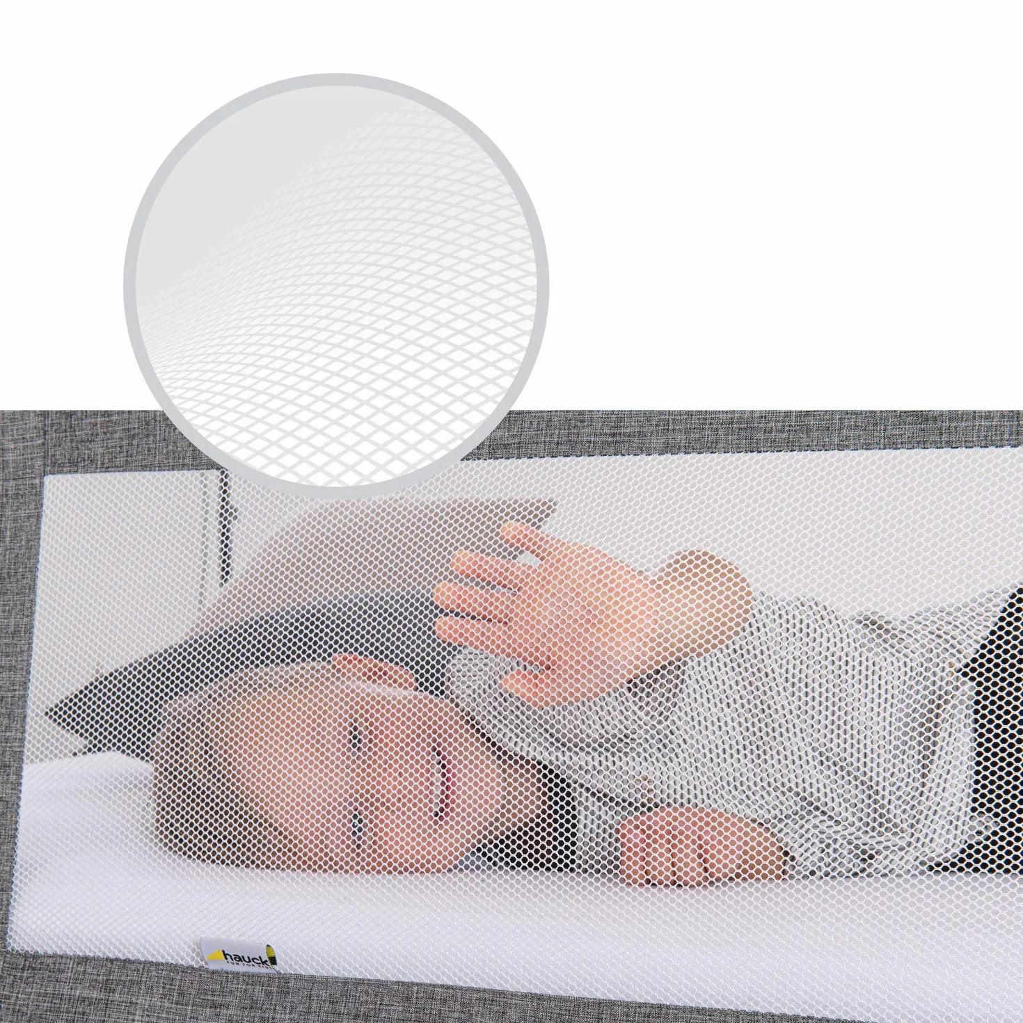 Hauck Sleep N Safe Plus XL kratka na łóżko, dla bezpieczeństwa podczas snu, 150 x 50 cm, przenośna, składana, szara
