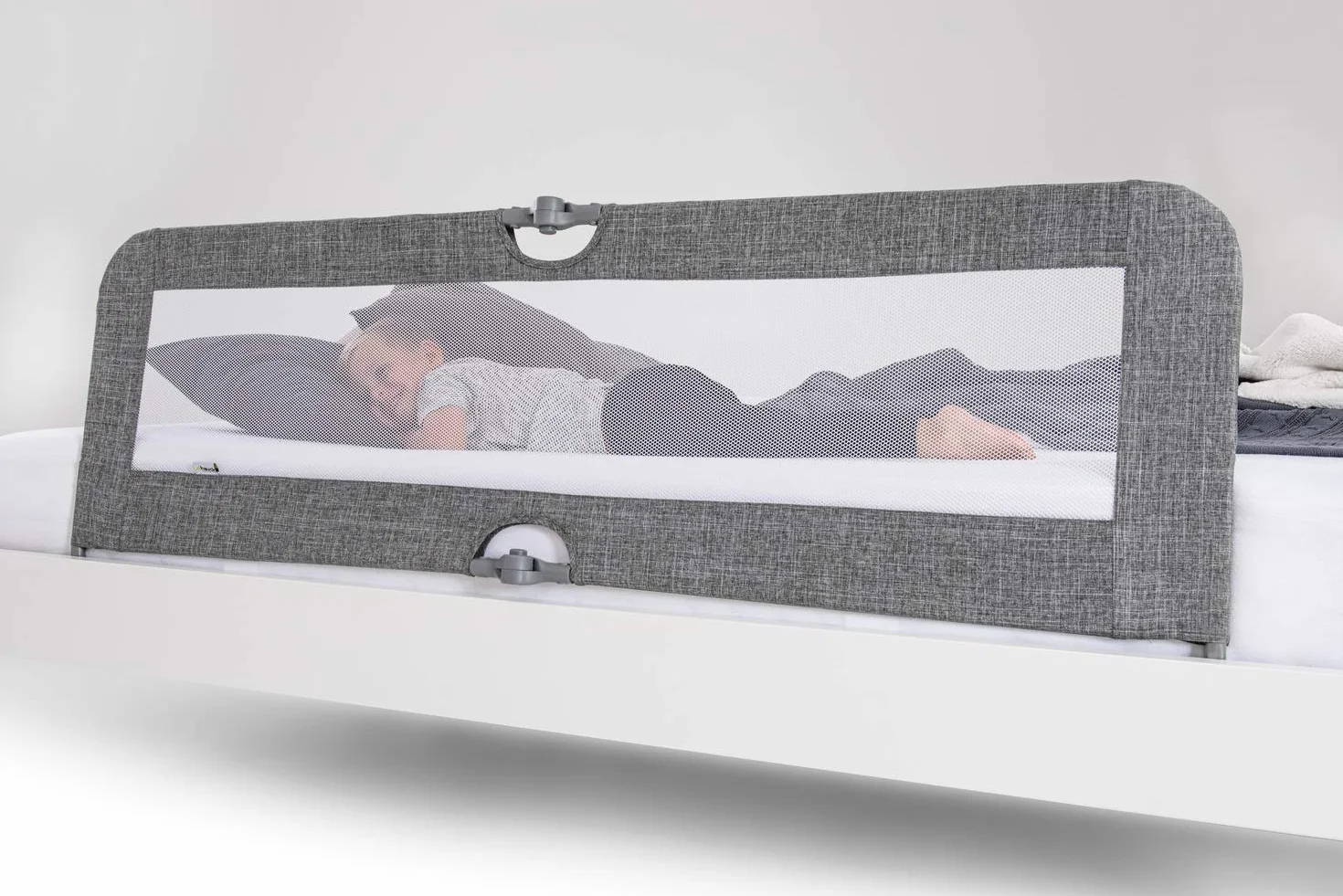 Hauck Sleep N Safe Plus XL kratka na łóżko, dla bezpieczeństwa podczas snu, 150 x 50 cm, przenośna, składana, szara