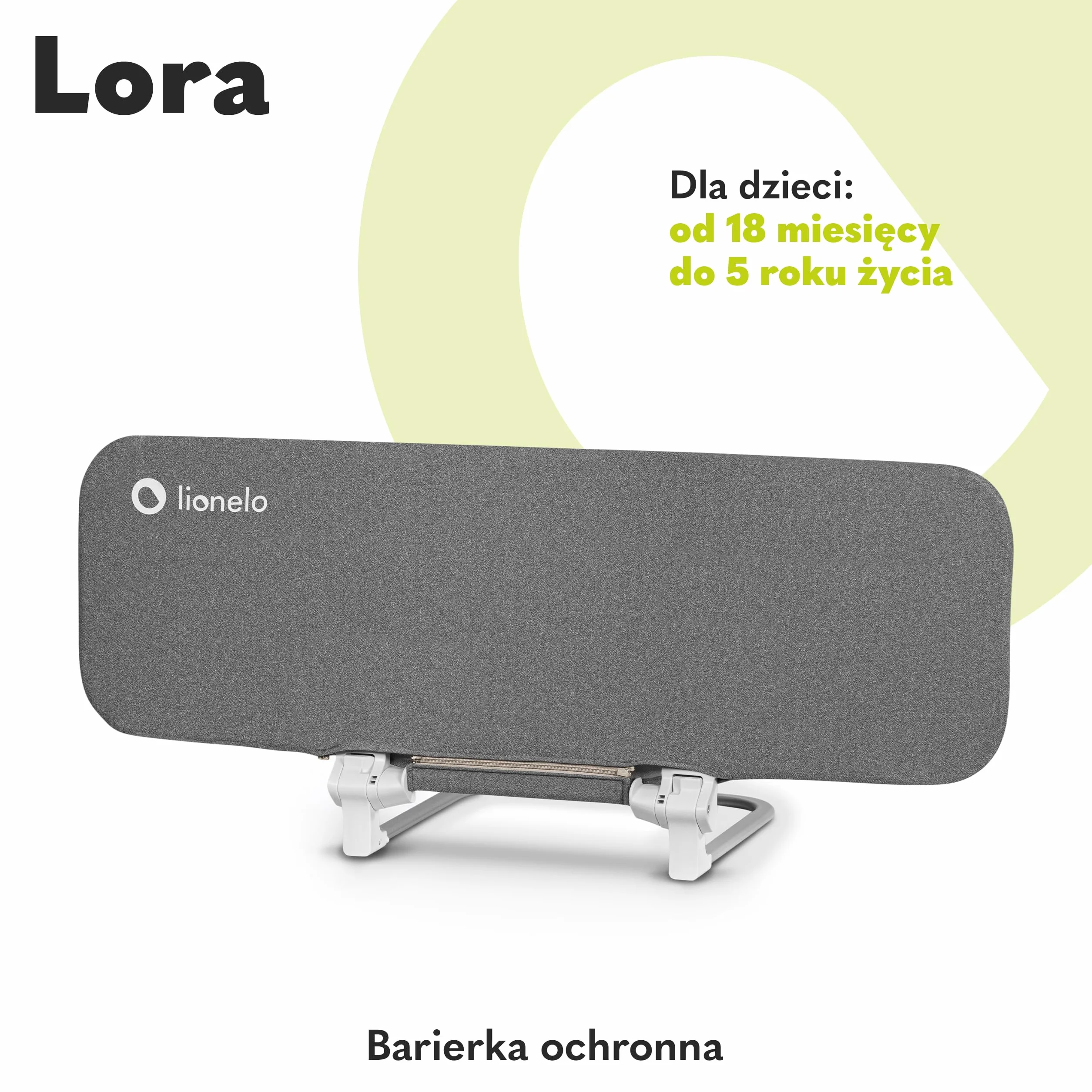LIONELO Lora Przenośna Barierka do Łóżka dla Dzieci, Regulacja Pochylenia 180 stopni, Składana Barierka do Łózka, 45 cm – 105 cm, Blokada StandSafe, Zabezpiecza przed wypadnięciem
