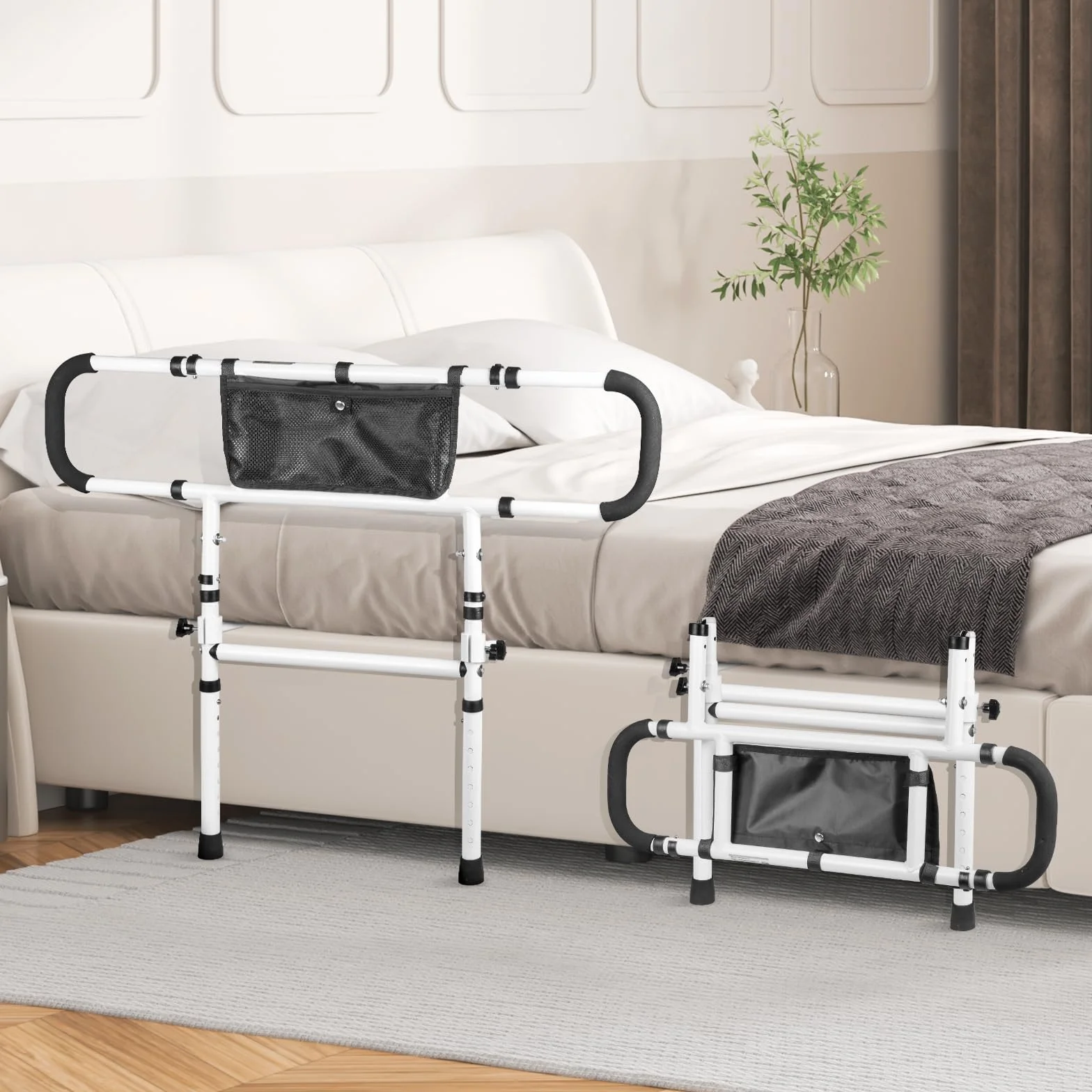 VEVOR Poręcze łóżkowe dla starszych dorosłych 180° Składane balustrady łóżkowe dla osób starszych 450LBS
