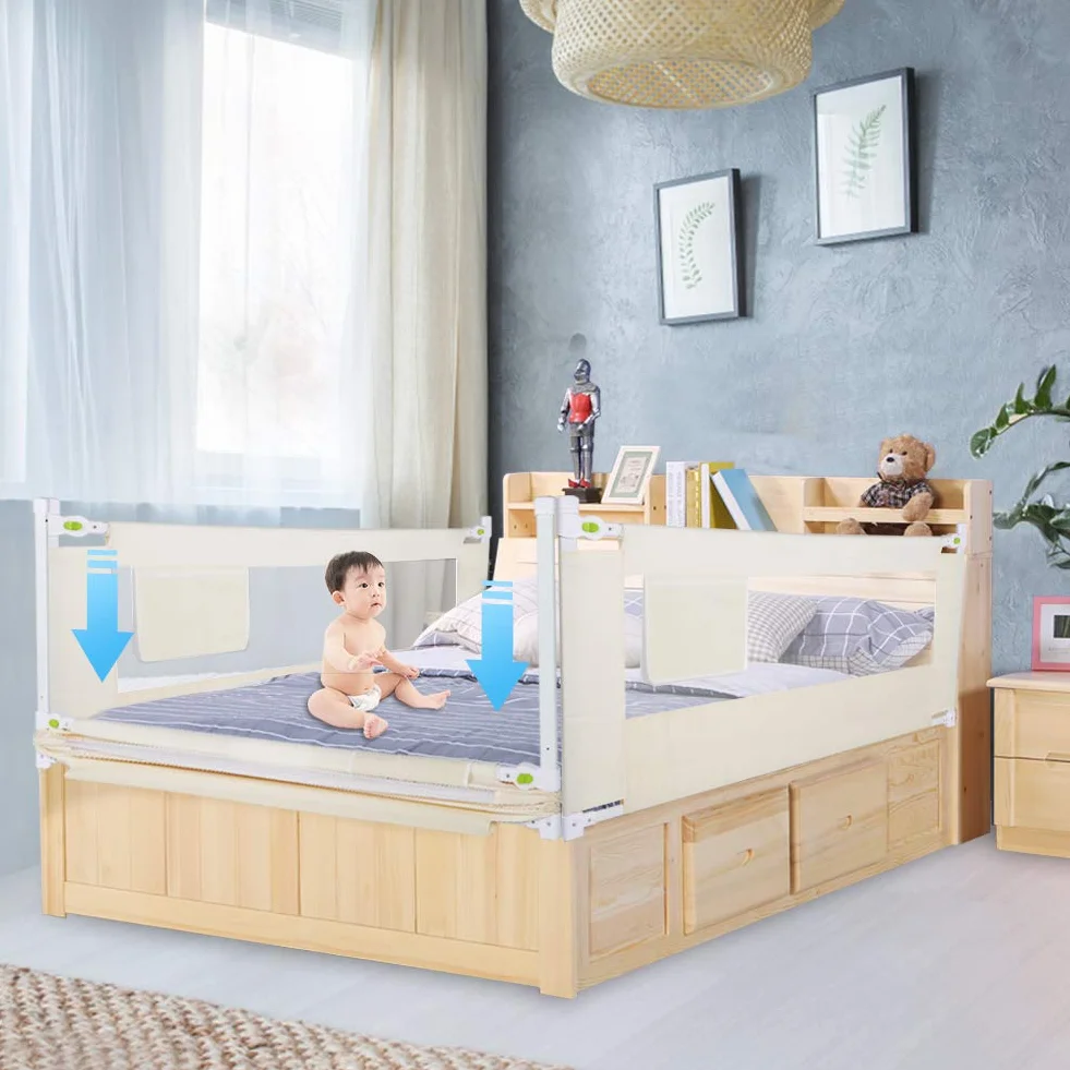 Poręcz do łóżeczka, 200 * 68 cm Składana osłona łóżka, poręcz do łóżeczka dziecięcego, poręcz do łóżeczka dziecięcego, poręcz do łóżeczka dziecięcego, ochrona przed wypadnięciem, ochrona dla małych dzieci, niemowląt i dzieci