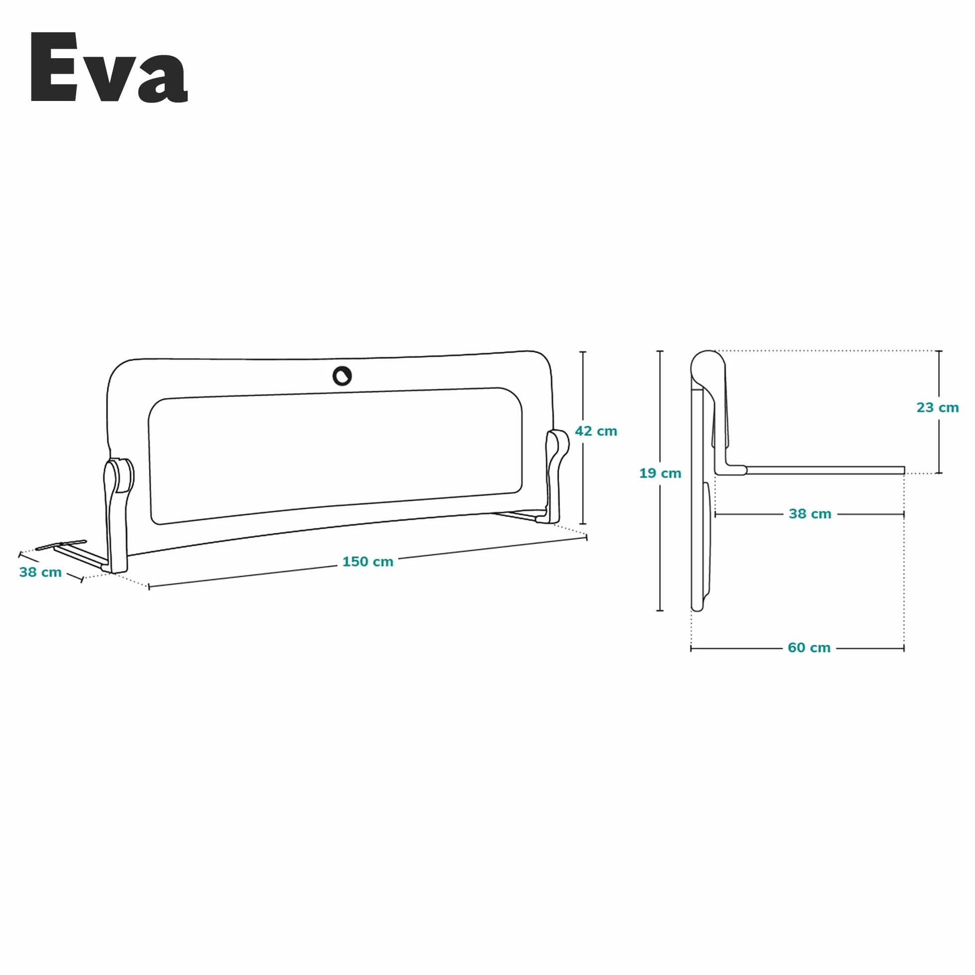 LIONELO Eva Barierka ochronna na łóżko dla dzieci, składana 180°, 150 x 35 x 42 cm, blokada StandSafe, pasy SecureBelt, przewiewna siatka, łatwy montaż, certyfikaty bezpieczeństwa – Beżowa