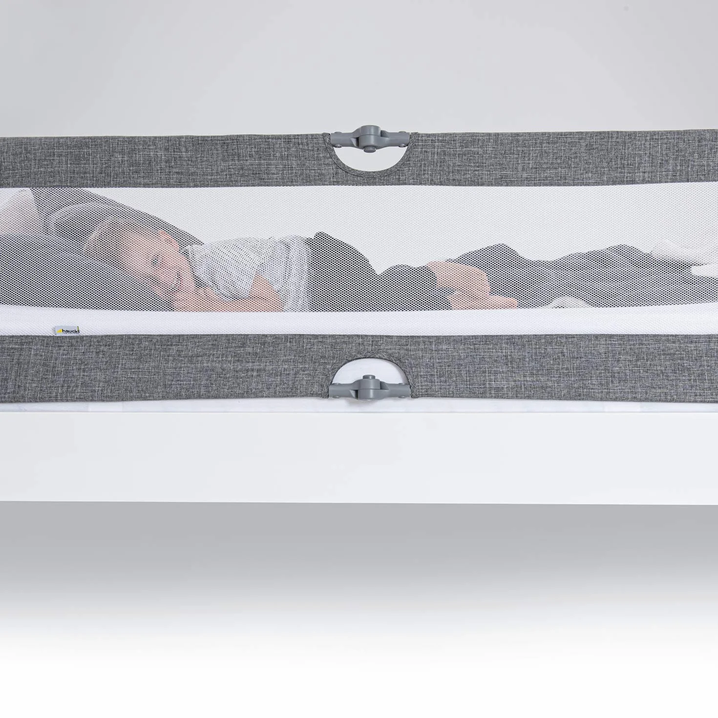 Hauck Sleep N Safe Plus XL kratka na łóżko, dla bezpieczeństwa podczas snu, 150 x 50 cm, przenośna, składana, szara