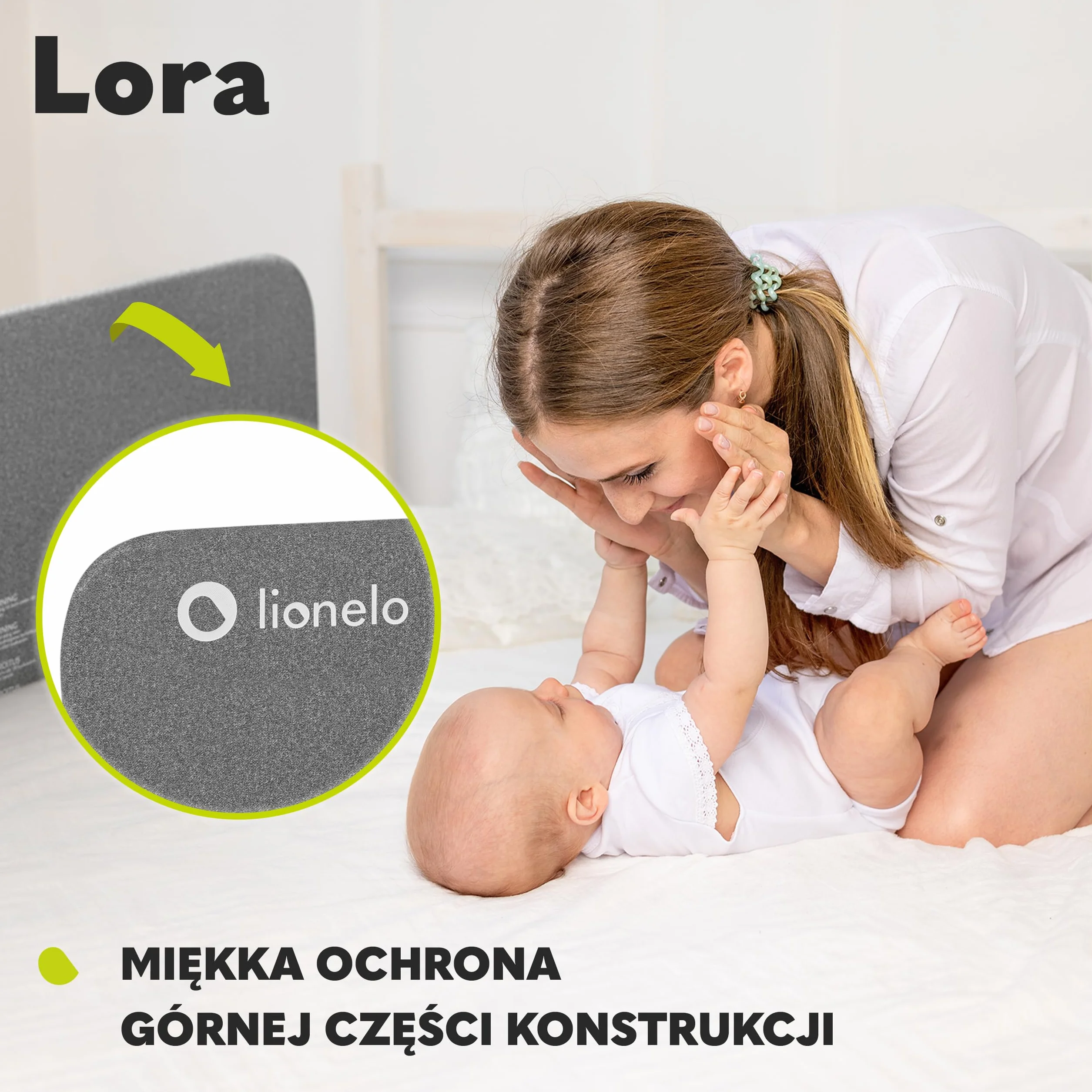 LIONELO Lora Przenośna Barierka do Łóżka dla Dzieci, Regulacja Pochylenia 180 stopni, Składana Barierka do Łózka, 45 cm – 105 cm, Blokada StandSafe, Zabezpiecza przed wypadnięciem