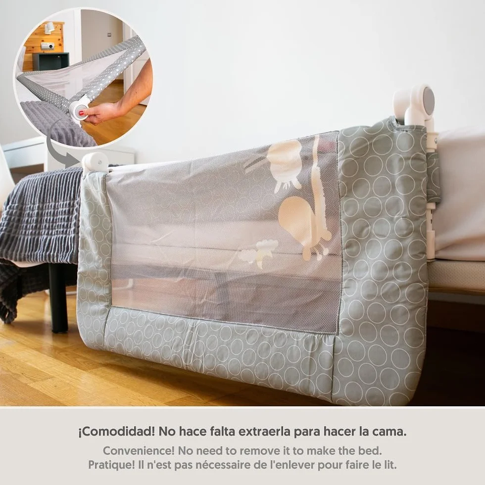Interbaby Barierka bezpieczeństwa dla dzieci łóżko składane 90 cm | Bariera dla dzieci w wieku od 18 miesięcy do 5 lat | Łatwa instalacja poręcz łóżka dla dzieci, bezpieczne, kompatybilne z łóżkiem