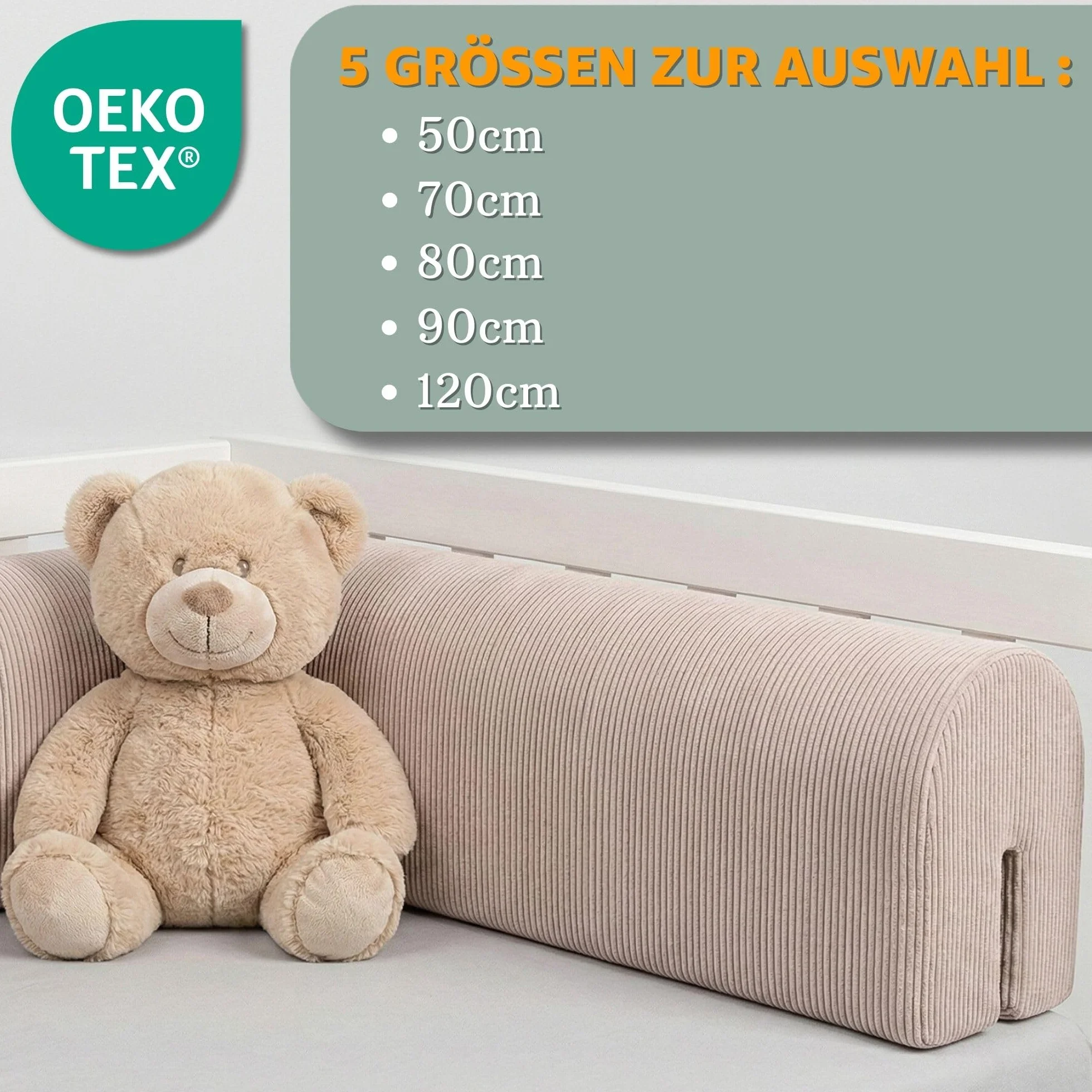 Zabezpieczenie krawędzi łóżka do łóżeczka dziecięcego 80 cm - zabezpieczenie ramy łóżka zabezpieczenie krawędzi łóżeczka dziecięcego jasnoszary