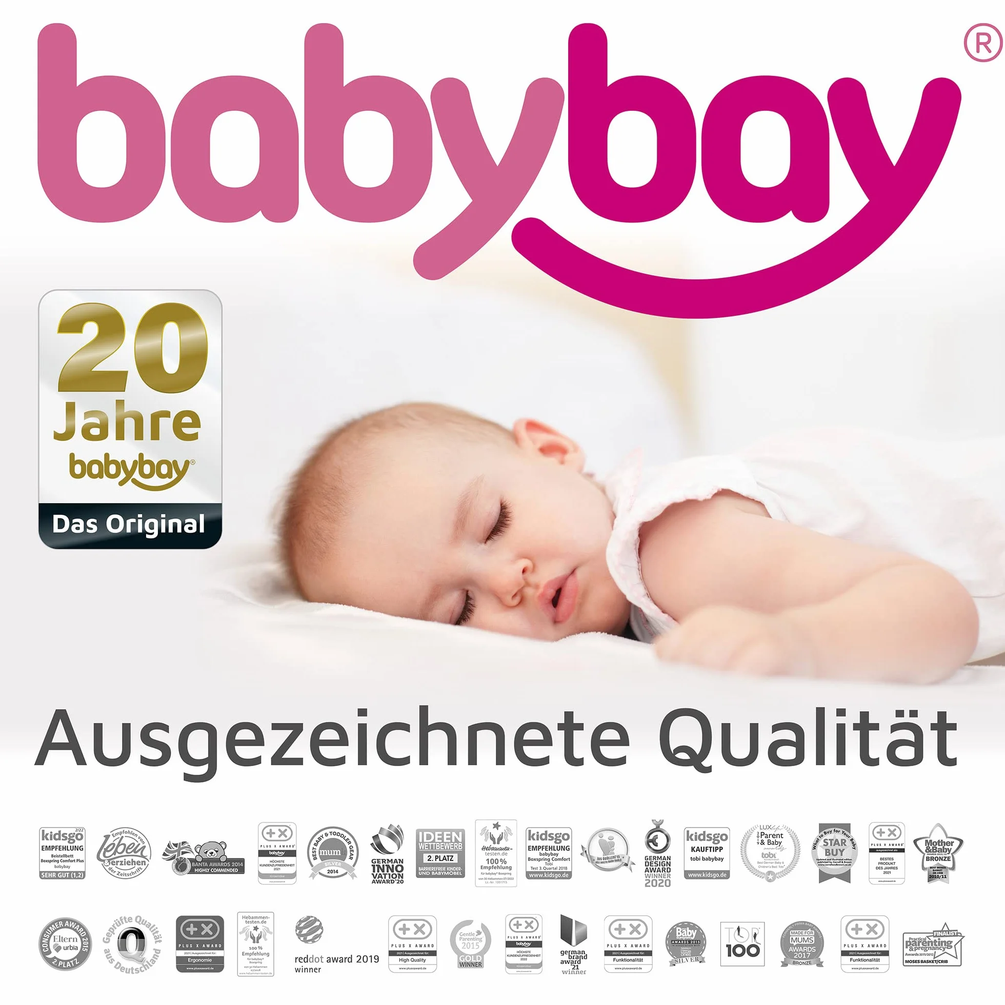 babybay Kratka zamykająca do łóżeczka dziecięcego, pasuje do modelu Boxspring XXL, kolor naturalny lakierowany