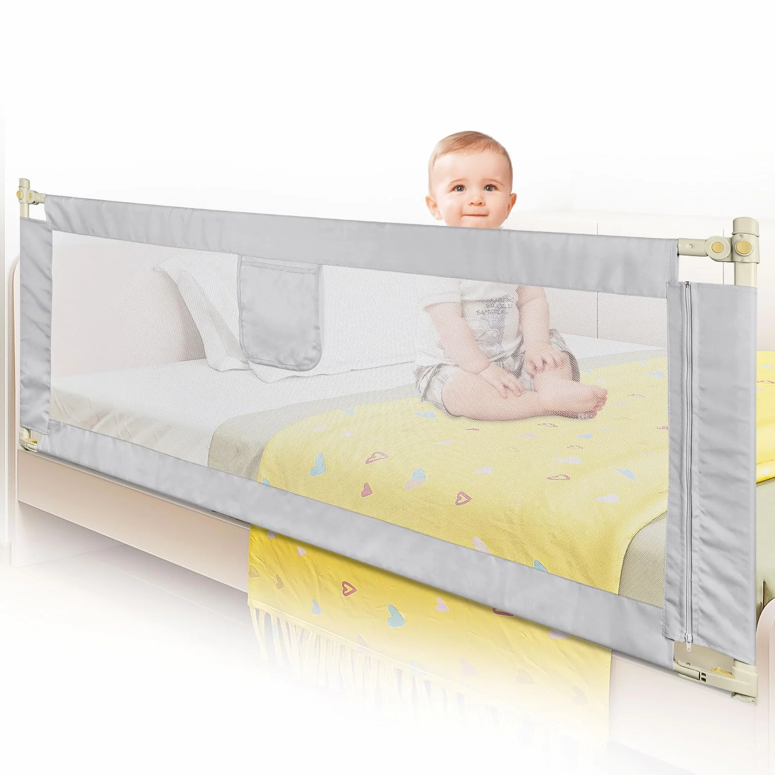 OHMG 180 cm balustrady łóżkowe, bariery bezpieczeństwa dla dzieci, bariera bezpieczeństwa łóżko, regulowana wysokość, przenośna bariera łóżka pionowa podnoszenie, ochrona przed upadkiem