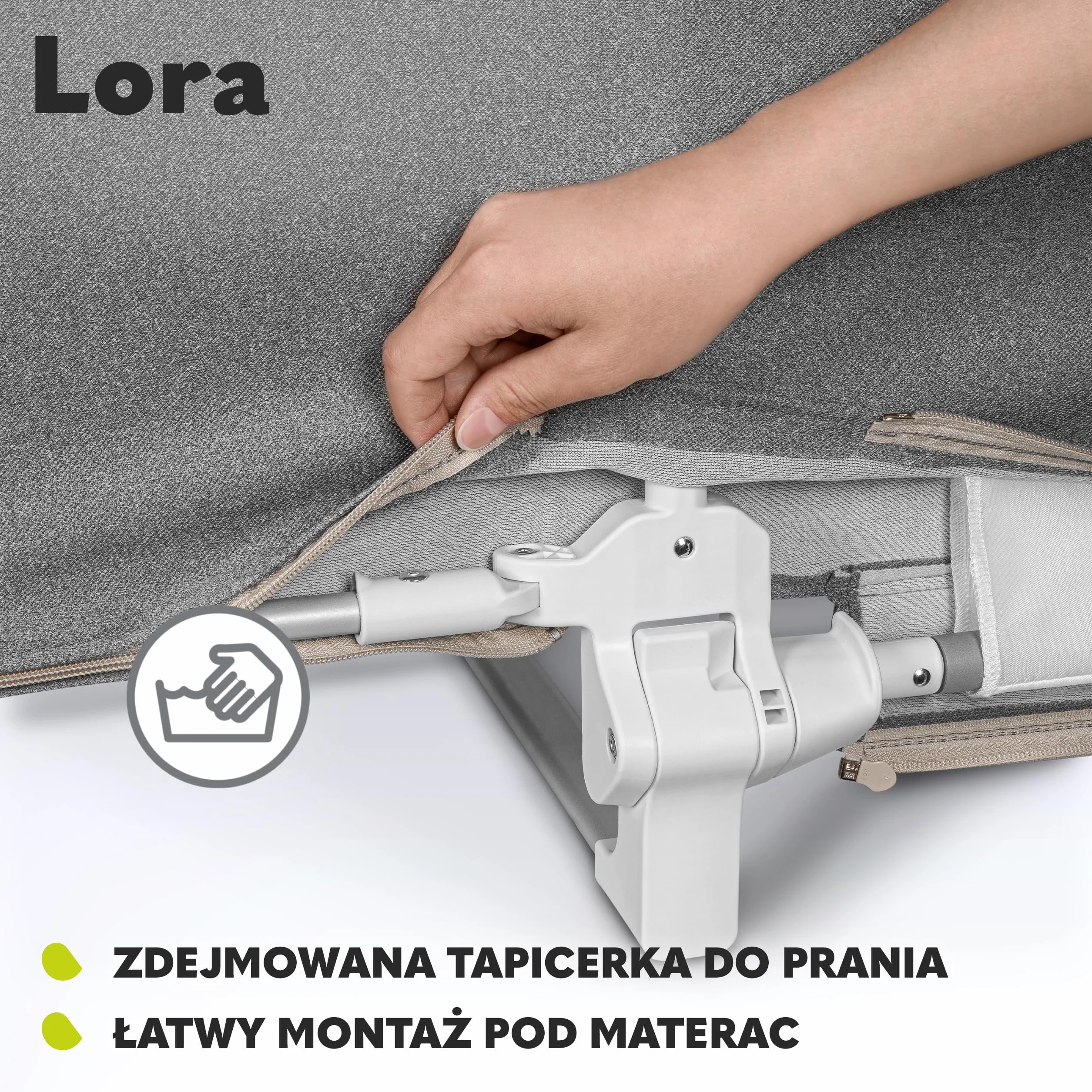 LIONELO Lora Przenośna Barierka do Łóżka dla Dzieci, Regulacja Pochylenia 180 stopni, Składana Barierka do Łózka, 45 cm – 105 cm, Blokada StandSafe, Zabezpiecza przed wypadnięciem