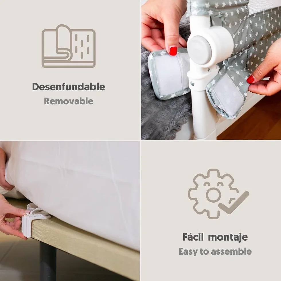 Interbaby Barierka bezpieczeństwa dla dzieci łóżko składane 90 cm | Bariera dla dzieci w wieku od 18 miesięcy do 5 lat | Łatwa instalacja poręcz łóżka dla dzieci, bezpieczne, kompatybilne z łóżkiem