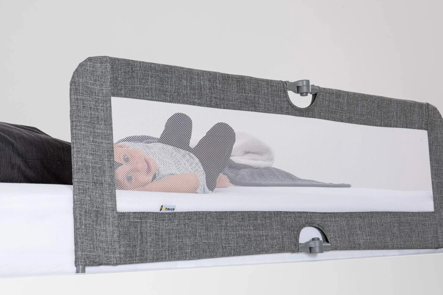 Hauck Sleep N Safe Plus XL kratka na łóżko, dla bezpieczeństwa podczas snu, 150 x 50 cm, przenośna, składana, szara