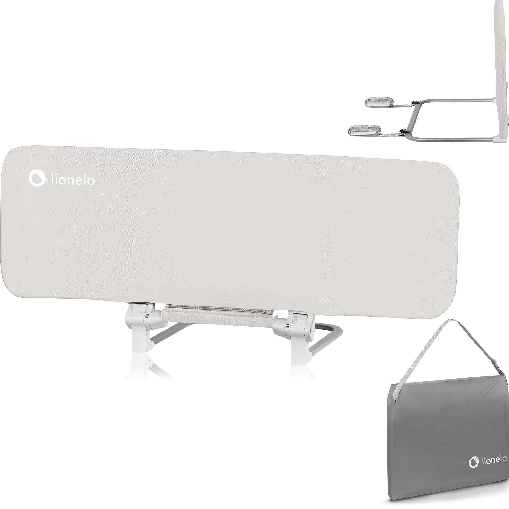LIONELO Lora Przenośna Barierka do Łóżka dla Dzieci, Regulacja Pochylenia 180 stopni, Składana Barierka do Łózka, 45 cm – 105 cm, Blokada StandSafe, Zabezpiecza przed wypadnięciem