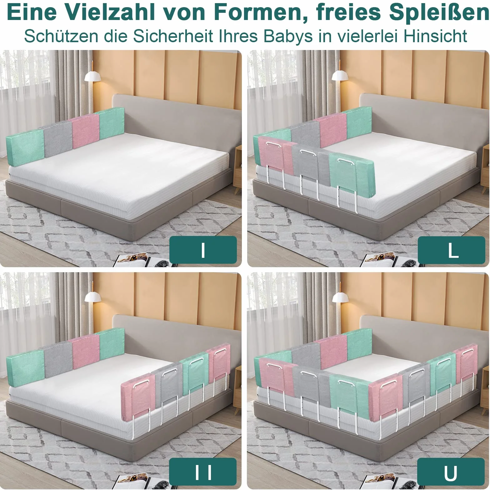 Froadp 60cm Miękki Lniany Poręcz Łóżka Dziecięcego Barierka do Łóżeczka Zabezpieczenie Przed Wypadnięciem Boczne Łóżko Dziecięce Barierka Przenośna Osłona Łóżka dla Maluchów Lub Seniorów (Wiśniowy Róż)