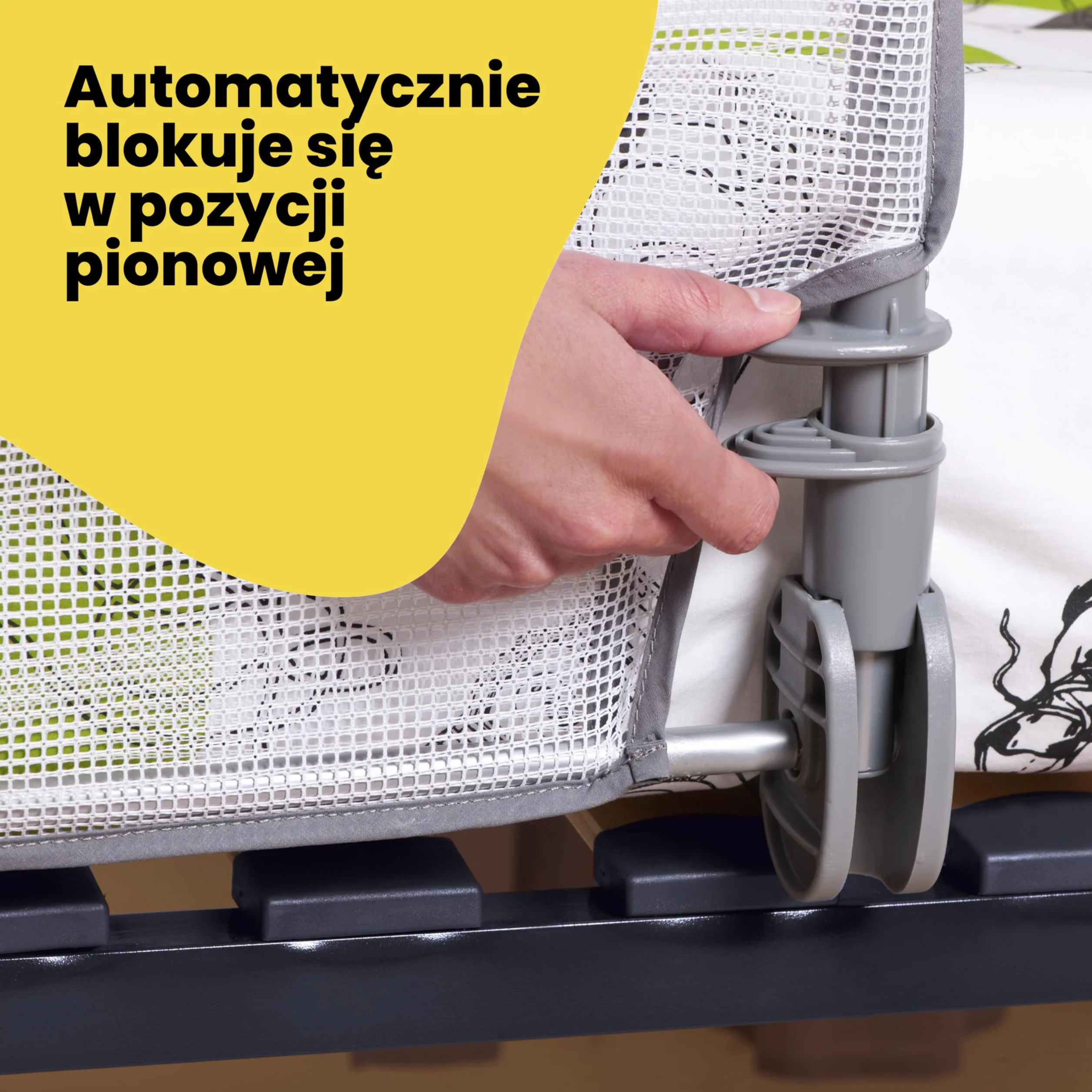Safety 1st Barierka do łóżka Standard 90cm, Ochraniacz na łóżko dla malucha, 18ms–5lat, Odchylany ochraniacz na łóżko, Siateczka, Automatyczna blokada, Łatwe czyszczenie, Szary/Biały