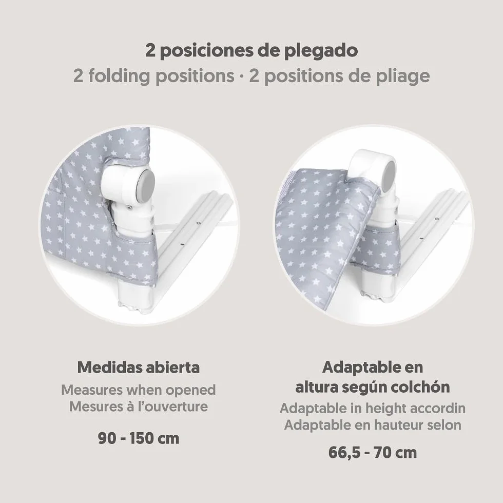 Interbaby Barierka bezpieczeństwa dla dzieci łóżko składane 90 cm | Bariera dla dzieci w wieku od 18 miesięcy do 5 lat | Łatwa instalacja poręcz łóżka dla dzieci, bezpieczne, kompatybilne z łóżkiem