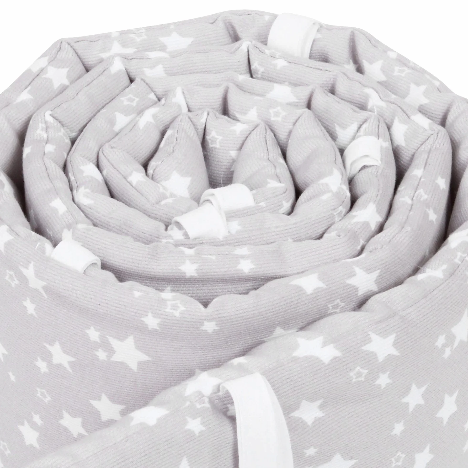 babybay Ochraniacz do łóżeczka dziecięcego z siateczki, ochrona przed uderzeniami, pasuje do modeli Maxi, Boxspring, Comfort i Comfort Plus, perłowo-szare gwiazdki, białe