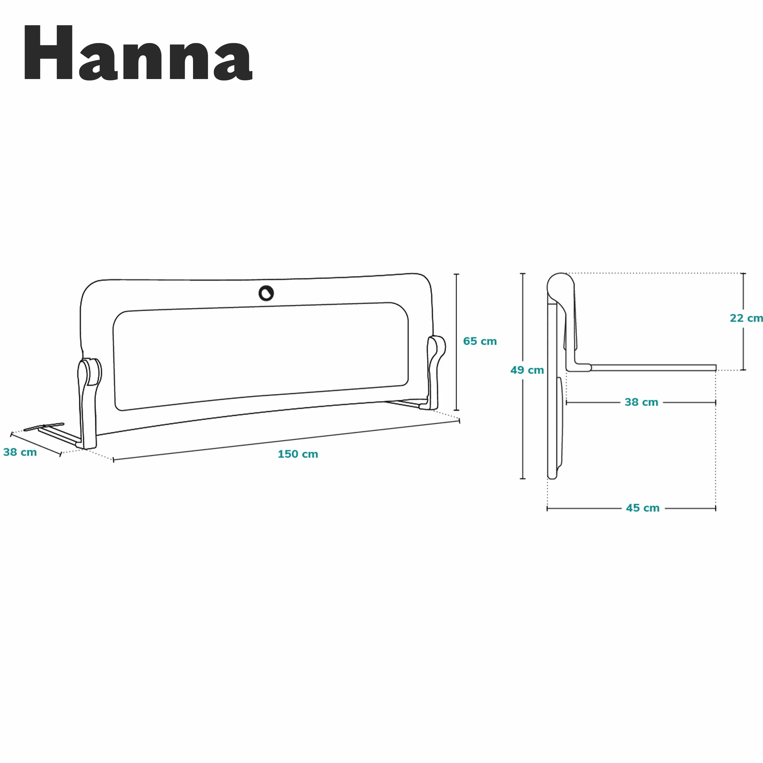 Lionelo Hanna siatka na łóżko, ochrona przed wypadnięciem, 150 cm x 66 cm, składana o 180 stopni, przewiewna siatka, łatwy montaż, stojąca blokada SecureBelt, stabilna konstrukcja, szara, LO-HANNA