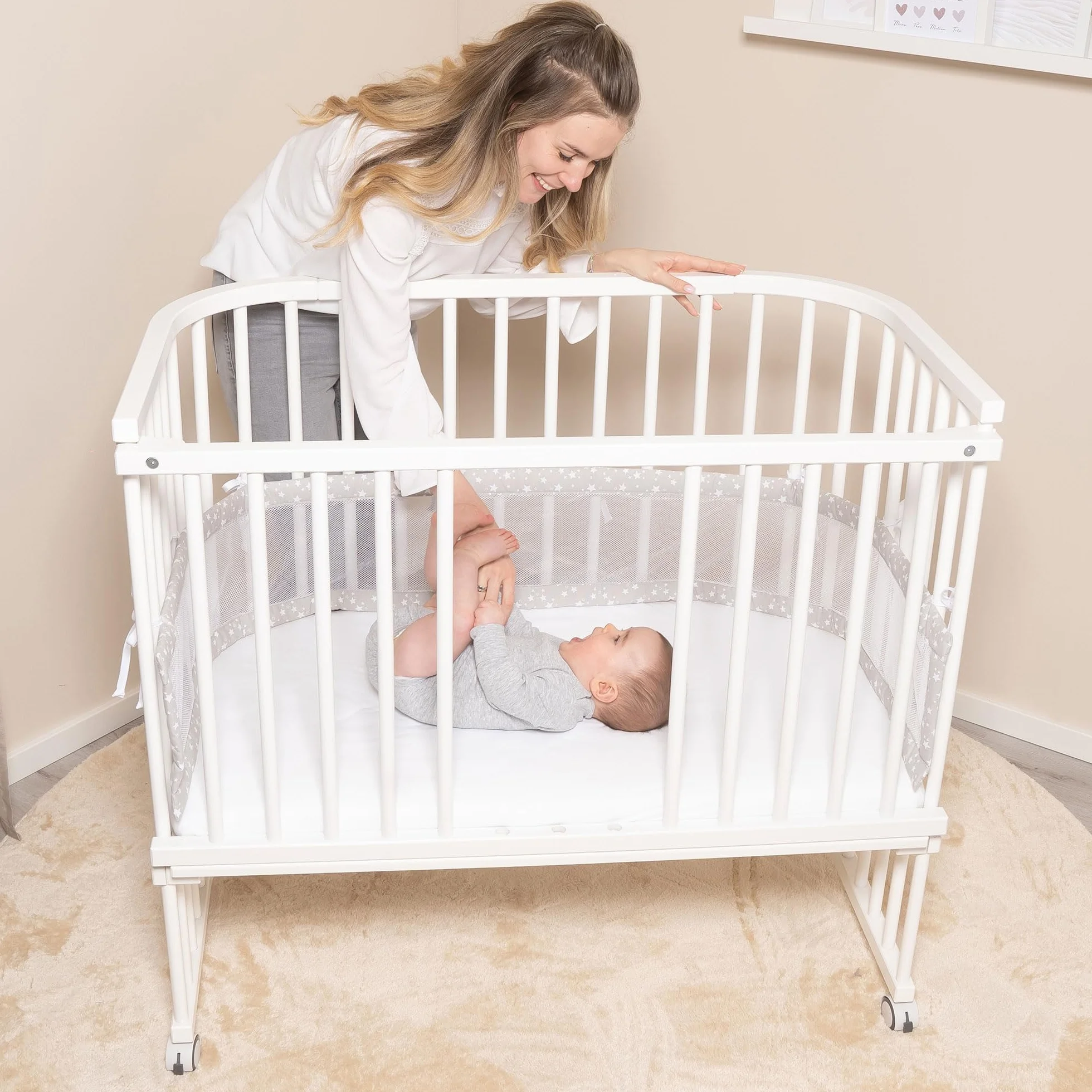 babybay Kratka zamykająca do łóżeczka dziecięcego, pasuje do modelu Boxspring XXL, kolor naturalny lakierowany