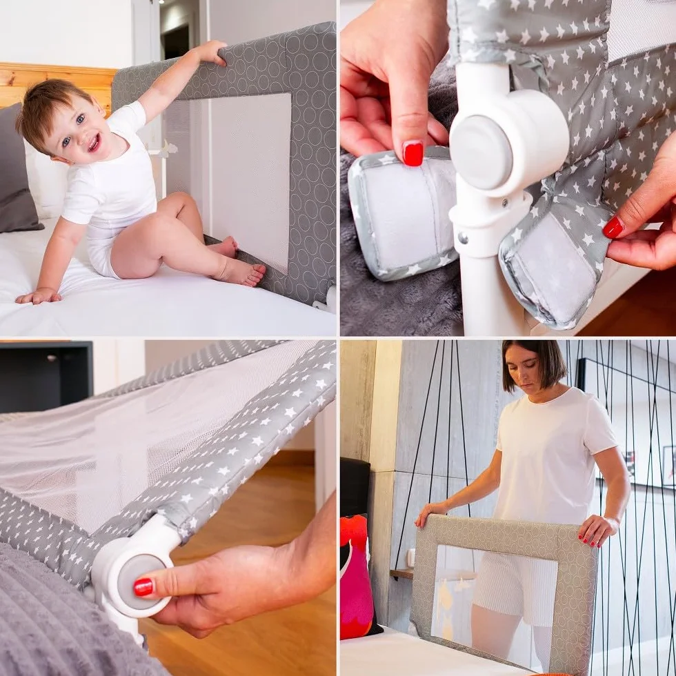 Interbaby Barierka bezpieczeństwa dla dzieci łóżko składane 90 cm | Bariera dla dzieci w wieku od 18 miesięcy do 5 lat | Łatwa instalacja poręcz łóżka dla dzieci, bezpieczne, kompatybilne z łóżkiem