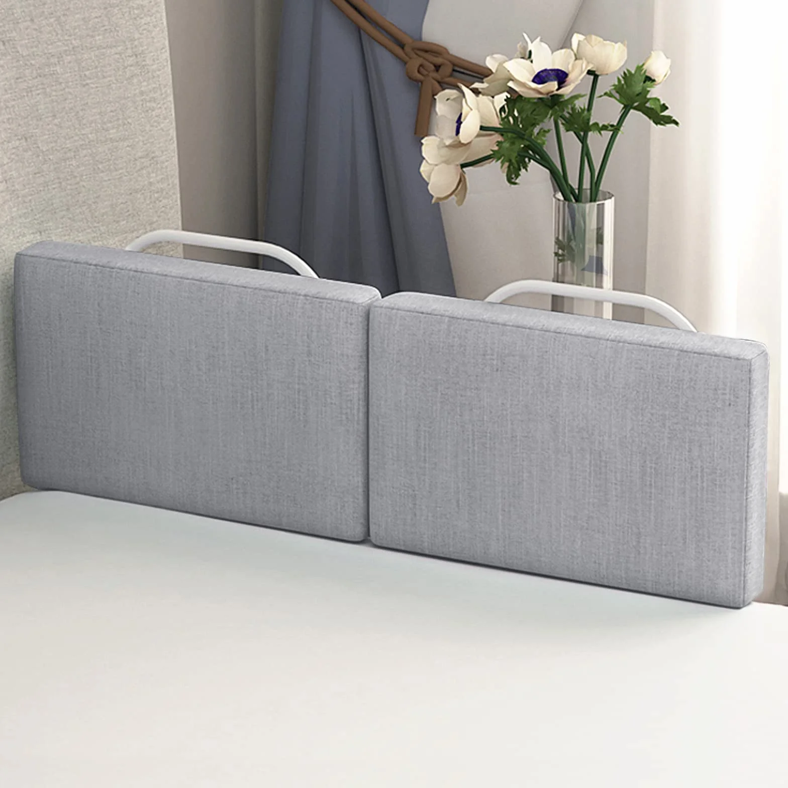 HENGMEI Barierka ochronna do łóżka, 60 cm, z regulacją wysokości, ochrona przed upadkiem, regulowana ochrona boczna, 40-60 cm, lniana szara